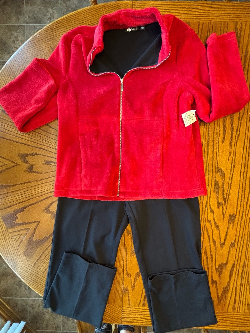 Blast Red Zip-Front Fleece Jacket with matching knit pants - Women’s